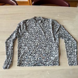 Abercrombie Sheet Floral Mesh Mock Neck